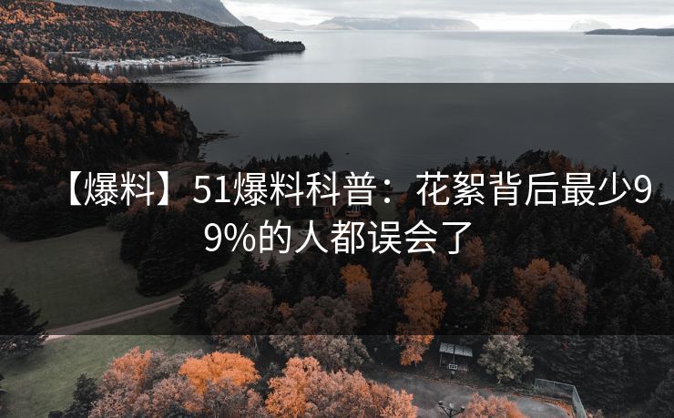 【爆料】51爆料科普：花絮背后最少99%的人都误会了