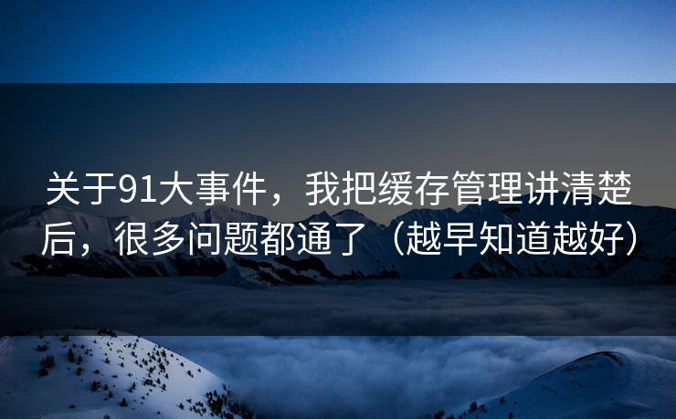 关于91大事件，我把缓存管理讲清楚后，很多问题都通了（越早知道越好）