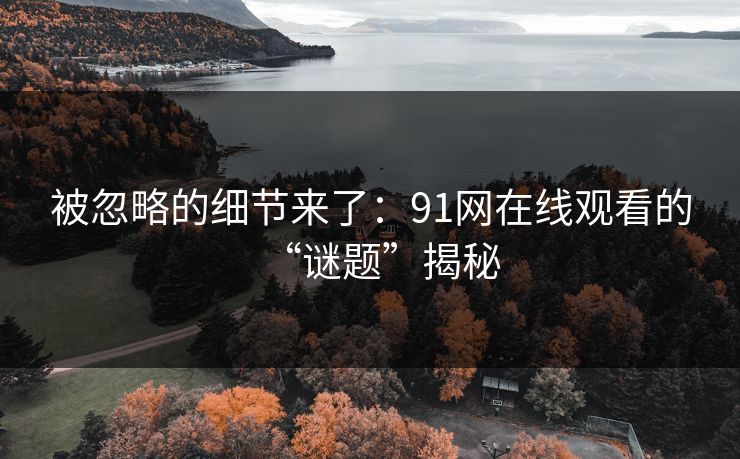 被忽略的细节来了：91网在线观看的“谜题”揭秘
